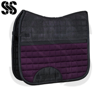 Tapis de selle ergonomique profilé en tissu épais noir et violet, fait main, entièrement personnalisé, antidérapant, respirant et durable