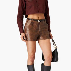 Best Selling <b>Women's</b> Casual <b>Leather</b> <b>Shorts</b> Breathable Custom Made High Quality Plain Dyed <b>for</b> Adult Use - Product Image 3