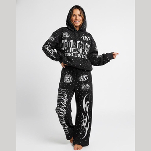 Oem Manufactures Fashion Rhinestone Track suit Solid Color Rhinestone Track suit Casual Wear Track suit Custom Logo Tracksuit - Product Image 1