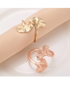 Rond de serviette en laiton plaqué or porte-serviettes en métal martelé pour la décoration de table de dîner et de mariage - Product Image 4