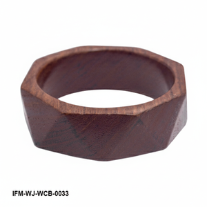 Handcrafted Geometric <b>Wooden</b> <b>Bangle</b> Bracelet Natural Dark Wood Hexagonal Chunky Statement Jewelry Boho Curved Wood Wristlet - Product Image 1