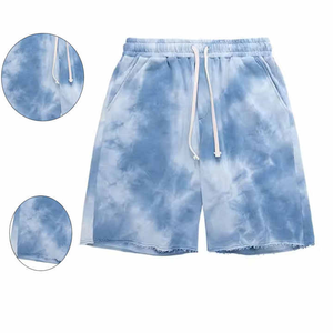 Short délavé à l'acide personnalisable pour homme Short de ville élastique à taille haute avec poche et logo personnalisé pour homme - Product Image 1