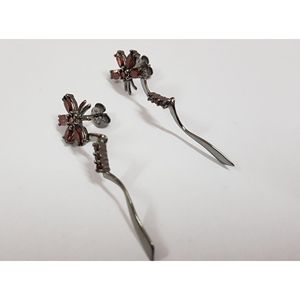 Boucles d'oreilles vintage pour femme en argent sterling 925 avec pierres Shah, grenat et opale naturels, design goutte en or rose taille poire - Product Image 4