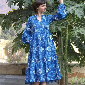 knee length dresses for ladies Buy Sunlit-day cotton maxi Online in India main image 0