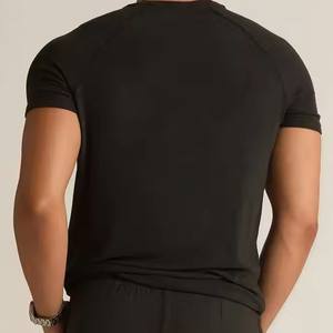 Estilo ajustado de la mejor calidad de algodón puro transpirable de secado rápido para camisas de hombre Casual personalizado de talla grande de manga corta con cuello redondo - Product Image 5