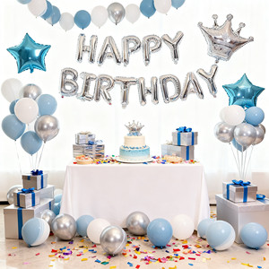 Birthday <b>Balloon</b> Set Foil Letter <b>Star</b> Crown Party Decoration Round - Product Image 2