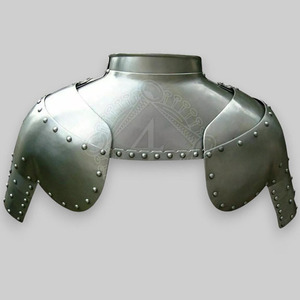 Par de pauldrones de acero gótico Larp con armadura de hombro pulida Gorget para accesorios de Cosplay de caballero - Product Image 4