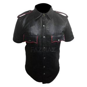 Chemise en cuir de haute qualité pour hommes, couleurs personnalisées, col haut, motif imprimé, taille plus, état neuf, vente en gros - Product Image 1