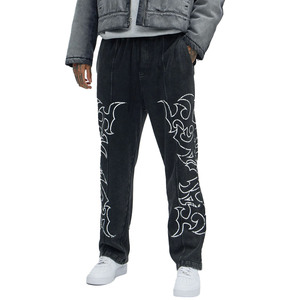 Pantalon Oversize Décontracté en Molleton 100% Coton avec Logo Brodé Personnalisé, Imprimé Sérigraphié, Coupe Droite et Légère, Effet Délavé, Style Streetwear - Product Image 1