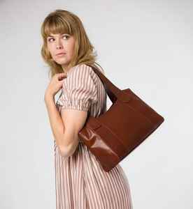 Sac fourre-tout en cuir véritable marron de qualité supérieure, sac à main structuré pour femme, sac à main de travail, grande capacité, sacoche de bureau, luxe, USA - Product Image 3