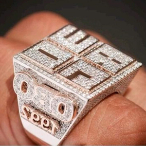 Anneaux de mariage de luxe ensemble de bagues de mariage diamant brillant en gros luxe Hip Hop glacé 925 argent Moissanite GRA rappeur pour hommes - Product Image 4