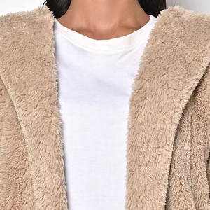 Poche Look élégant 2025 nouvel Article femmes Sherpa à capuche surdimensionné basique couleur Look Durable femmes Sherpa veste - Product Image 6