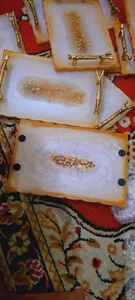 ถาดตกแต่งสําหรับเสิร์ฟที่ดีที่สุด 100% พร้อมอีพอกซีเรซินสําหรับงานแต่งงานและถาดเสิร์ฟเรซินสําหรับรถไฟเหาะและที่จับทองเหลือง - Product Image 6