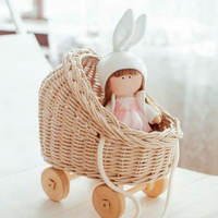 Poupée en rotin faite à la main landau en osier pour bébé poussette chariot pour enfants salle de jeux décor et séance de photographie