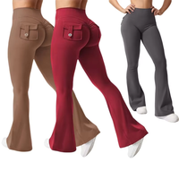 Nuevos Leggings de Yoga para Mujer, Sólidos, Transpirables, de Cintura Alta, Moldeadores, con Bolsillo Frontal, Elásticos en Cuatro Direcciones, de Spandex/Nylon, de Secado Rápido