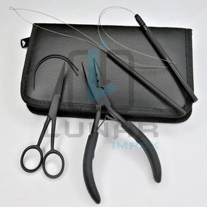 Petit kit d'outils d'extension de cheveux facile à transporter de couleur noire mate avec disponibilité d'étiquetage de logo de marque personnalisé - Product Image 5