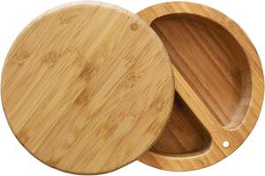 Bambú Sal Keeper Duet Sal y Pimentero Tazón, Salero y Caja de Almacenamiento con Dos Compartimentos, Tapa Giratoria Magnética - Product Image 5