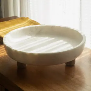 Plateau et bols de service à chocolat en marbre massif pour la cuisine et la salle à manger Plat de serveur de bonbons au chocolat - Product Image 3