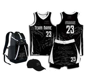 Conjunto de uniforme de baloncesto de diseño personalizado de alta calidad Paquete de Jersey y pantalones cortos de impresión por sublimación de secado rápido - Product Image 3