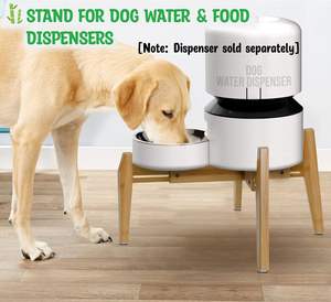 Support de distributeur de bol d'eau pour chien-Largeur réglable, peut contenir des distributeurs d'aliments et d'eau pour animaux domestiques-Support en bambou uniquement - Product Image 2