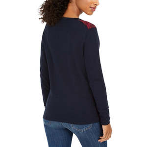 Maglione in cotone Fair Isle stile preppy da donna Tommy Hilfiger in blu, taglia M, per l'inverno - Product Image 2