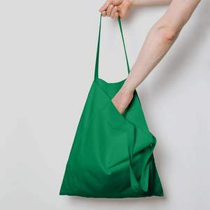 Sac fourre-tout en paille de coton vert uni à faible MOQ, avec poignées, pour légumes, avec services OEM ODM, sac fourre-tout non tissé - Product Image 4