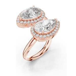 Bague halo en diamant de laboratoire de forme poire de 0,64 ct pour femmes, clarté VVS-VS EF, or 18 carats, 14 carats, 10 carats et argent 925, rose, jaune - Product Image 4