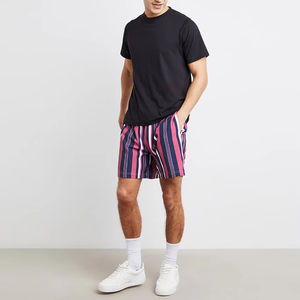 กางเกงขาสั้นลายทางสำหรับผู้ชายกางเกงขาสั้นลายทางพิมพ์ซับลิเมชันโลโก้แบบกำหนดเอง - Product Image 4