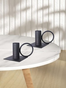 Juego de Portavelas Votivas de Metal Martillado en Latón Antiguo, Soporte Alto para Velas Cónicas, Centro de Mesa de Lujo para Bodas, Decoración del Hogar - Product Image 2