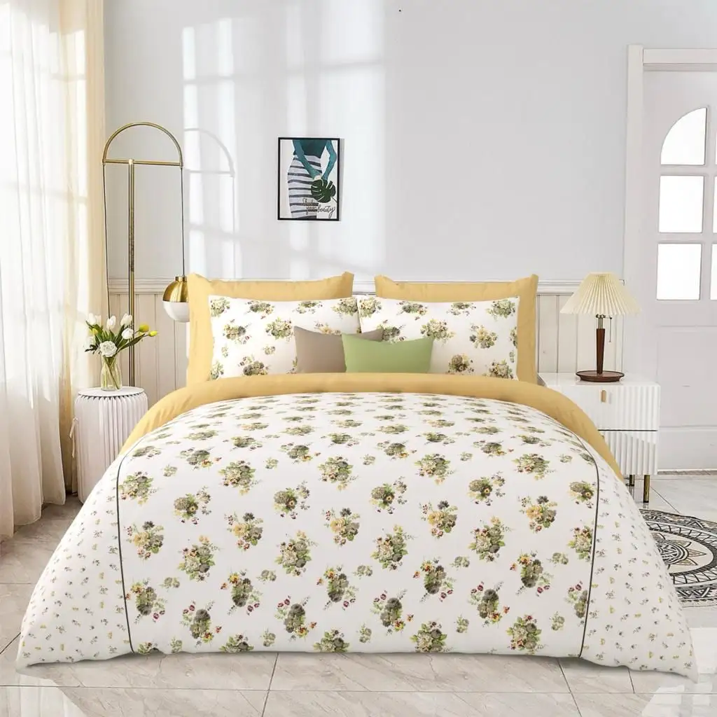 Hochwertige Baumwolle-Bettwäsche Luxus Heimtextil Bettwäsche-Sets blumendruck bestickt Bettdecke Bettwäsche-Set