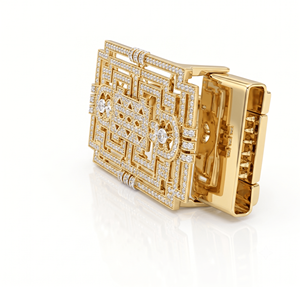 Luxury Art Deco Diamond Belt Buckle Gold Plated Geometric <b>Labyrinth</b> Men's High End <b>Jewelry</b> Natural and Lab Grown Diamonds - Product Image 5