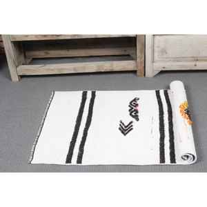 Alfombra Vintage de 2x3.6 pies, Alfombra Turca Pequeña, Alfombra Blanca con Estampado Animal - Product Image 5
