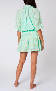 Romántico detalle menta mosaico estampado mujeres blusa vestido fácil elegancia niñas brisa bordado brillante fiesta Vestido corto - Product Image 4