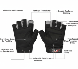 Guantes de Gimnasio REXFIT SPORTS para Levantamiento de Pesas, con Soporte para Muñeca, para Entrenamiento, Fitness, Dominadas, Ciclismo y Mancuernas - Product Image 4