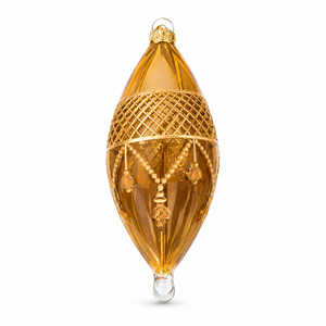 Adorno Navideño Ovalado de Cristal Ámbar Egipcio Hecho a Mano, Diseño Floral Intrincado con Rejilla Dorada, Moderno y Lujoso para Colgar - Product Image 6