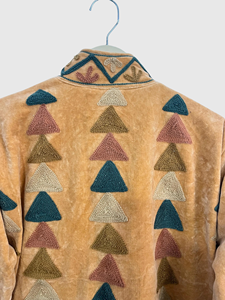 Chaqueta con Cuello Mao y Patrón Geométrico Bordado a Mano, Manga Larga, Estilo Blusón de Terciopelo para Adultos, Ropa de Otoño - Product Image 4