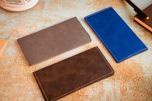 Checkbook Cover <b>Leather</b> <b>Men</b> Slim Personalized Gift for Women Cute Long Slim <b>Wallet</b> Woman LCR-0011B - Product Image 5