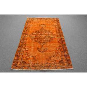 Tapis turc vintage, tapis de 3,5 x 6,3 pieds, tapis marocain orange brun - Product Image 1
