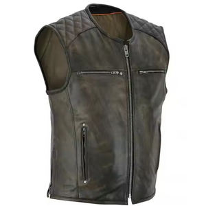 Chaleco de cuero para hombre de buena calidad con estilo, chaleco de cuero para moto cómodo de último diseño hecho en Pakistán - Product Image 1