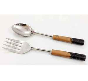 Youpin écologique avec manche en bois en acier inoxydable et en acier inoxydable, avec cadran à salade plaqué argent, pour utilisation en gros dans la cuisine - Product Image 2