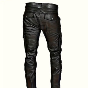 Pantalon en cuir pour homme personnalisé, coupe slim, décontracté, léger, délavé foncé, élégant, streetwear, écologique, séchage rapide, respirant - Product Image 3