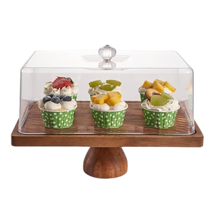 Bandeja de Madera Ecológica Clásica y Elegante de Alta Calidad con Tapa, Soporte para Pastel, Apta para Lavavajillas y Microondas, Decoración para Fiestas, Frutas y Postres - Product Image 1