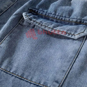 Comfort Factory Price Plus Size <b>Men</b> 100% Cotton Casual Denim <b>Jeans</b> Shorts Pocket Design Light Blue Zipper Fly Mid Elastic - Product Image 6