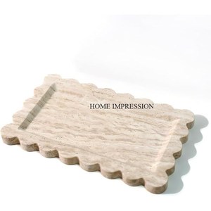 Rectangle <b>White</b> Marble Non-Toxic Modern Food Serving Tray High Demanded New Arrival Custom Size Table <b>Top</b> Decor Party Use - Product Image 4