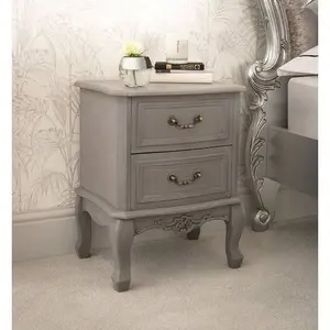 带有优雅设计的法式床头柜柚木实心深灰色，用于卧室家具和其他家具