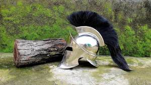 Casque Spartiate Finition Argentée Casque du Roi Leonidas Casque du Grand Guerrier Spartiate avec Présentoir - Product Image 3