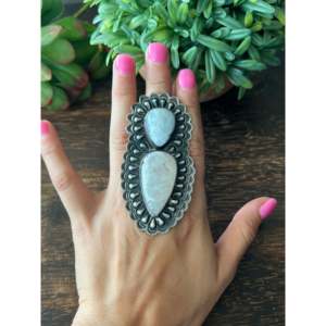 Shawn Cayatineto Men's <b>Boho</b> Style <b>Ring</b> Moon Stone Sterling <b>Silver</b> Bezel Setting Vermeil Plating Geometric Size 8 Everyday Wear - Product Image 2