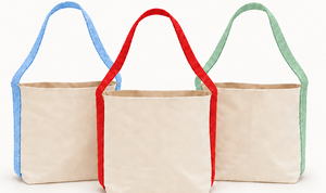 Cotton Canvas Basket Bag Sample Kit 3 Pieces Light Green Red Sky Blue 10x9x4 Inch - Product Image 6