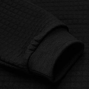 Jersey informal unisex con bolsillo grande y pequeño a cuadros Jacquard Sudadera con capucha de lana lavada técnica bordada para invierno - Product Image 4