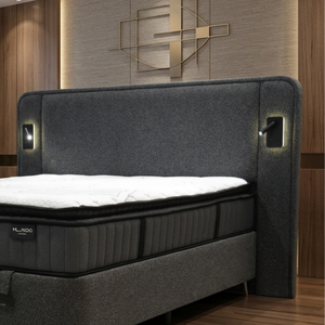 Juego de cabecero de cama con base de grafeno, moderno, tapizado, con almacenamiento, luces LED de lectura integradas y base elevable hidráulica - Product Image 2
